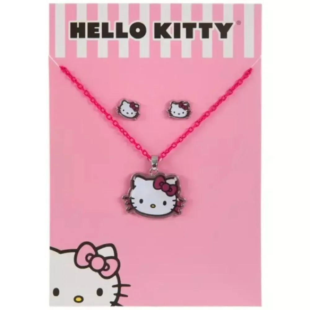 Hello Kitty Pink Necklace and Earrings Set
